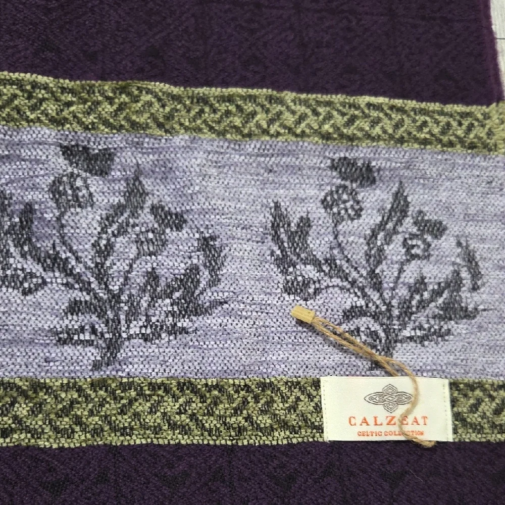Calzeat Celtic Purple and Green Floral Scarf